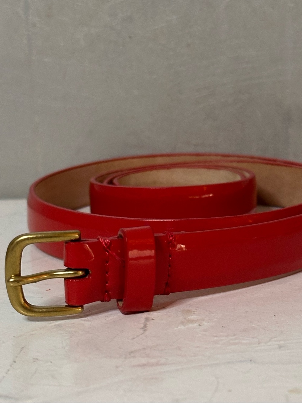 J. CREW PINK PATEN LEATHER SKINNY BELT S